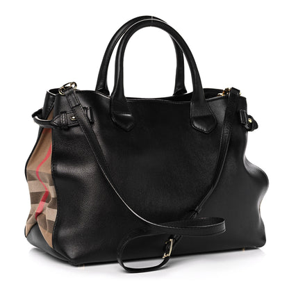 Burberry Smooth Calfskin Medium Sartorial Banner Tote Black 2 of 13