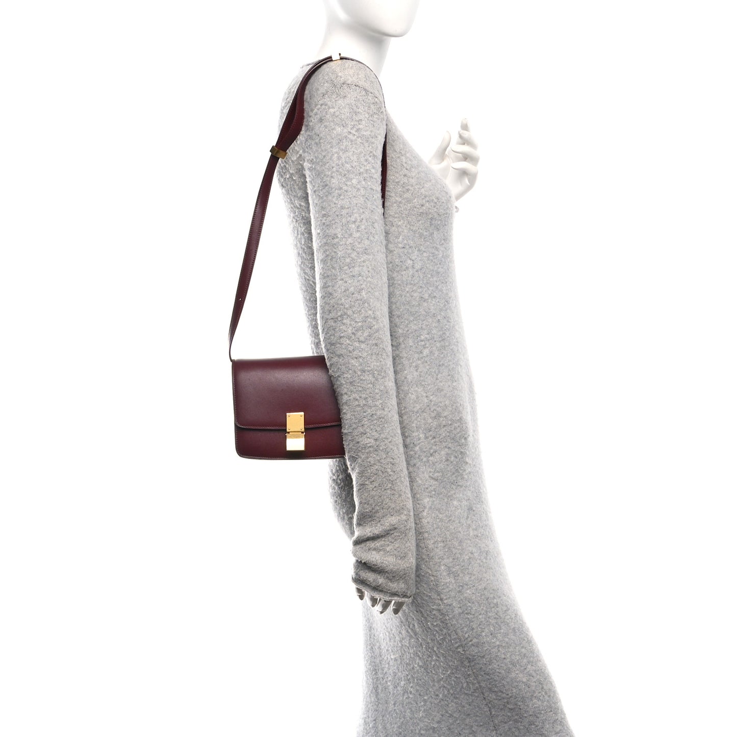 Box Calfskin Small Classic Box Flap Bag Burgundy