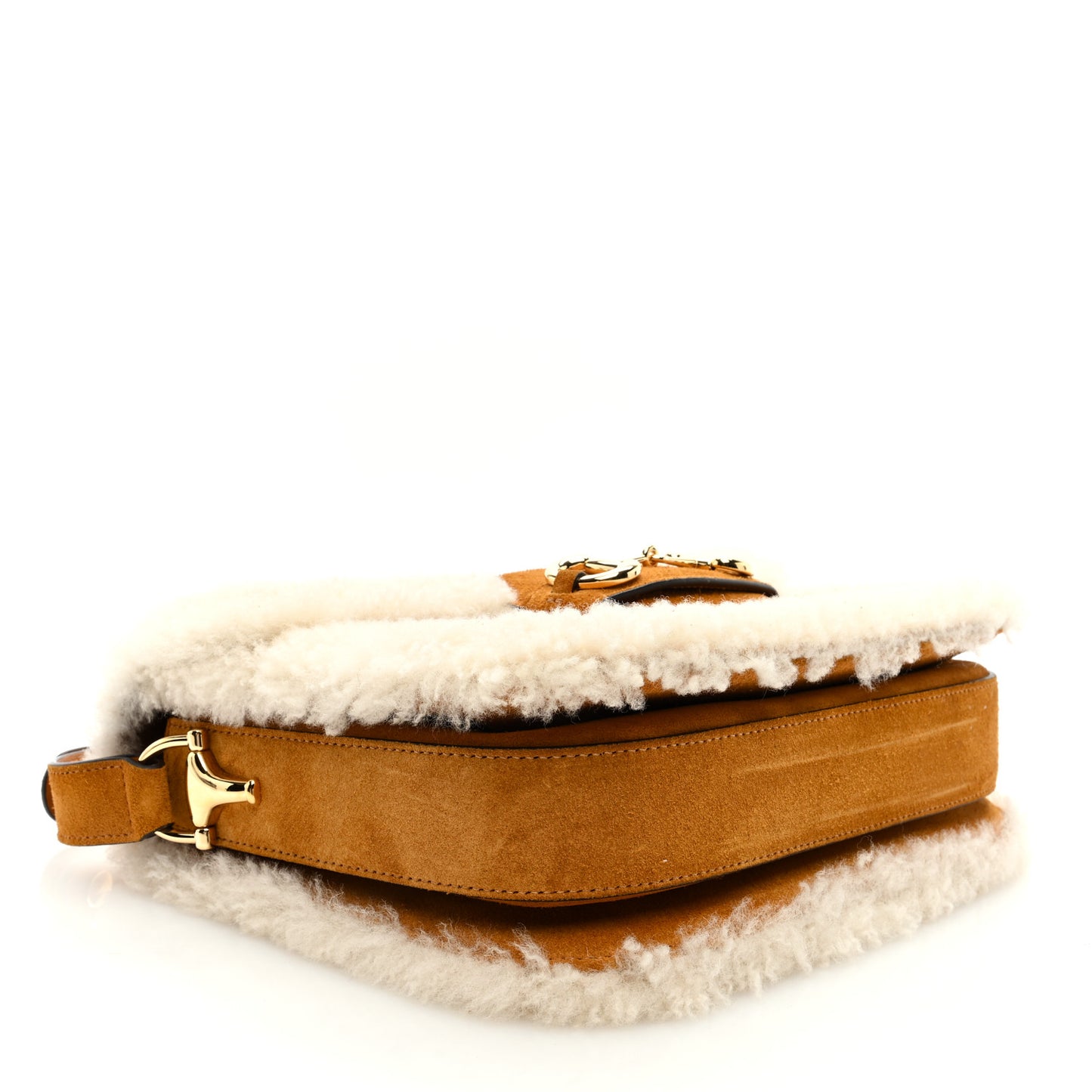 Suede Shearling Horsebit 1955 Shoulder Bag Brown