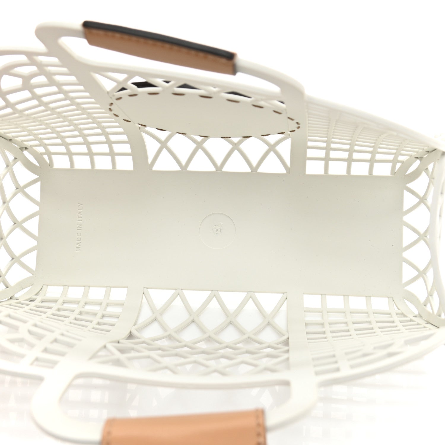 Fendi Recycled Plastic Vitello Liberty Matte Small Fendi Basket White Ice Miele Scuro 11 of 11