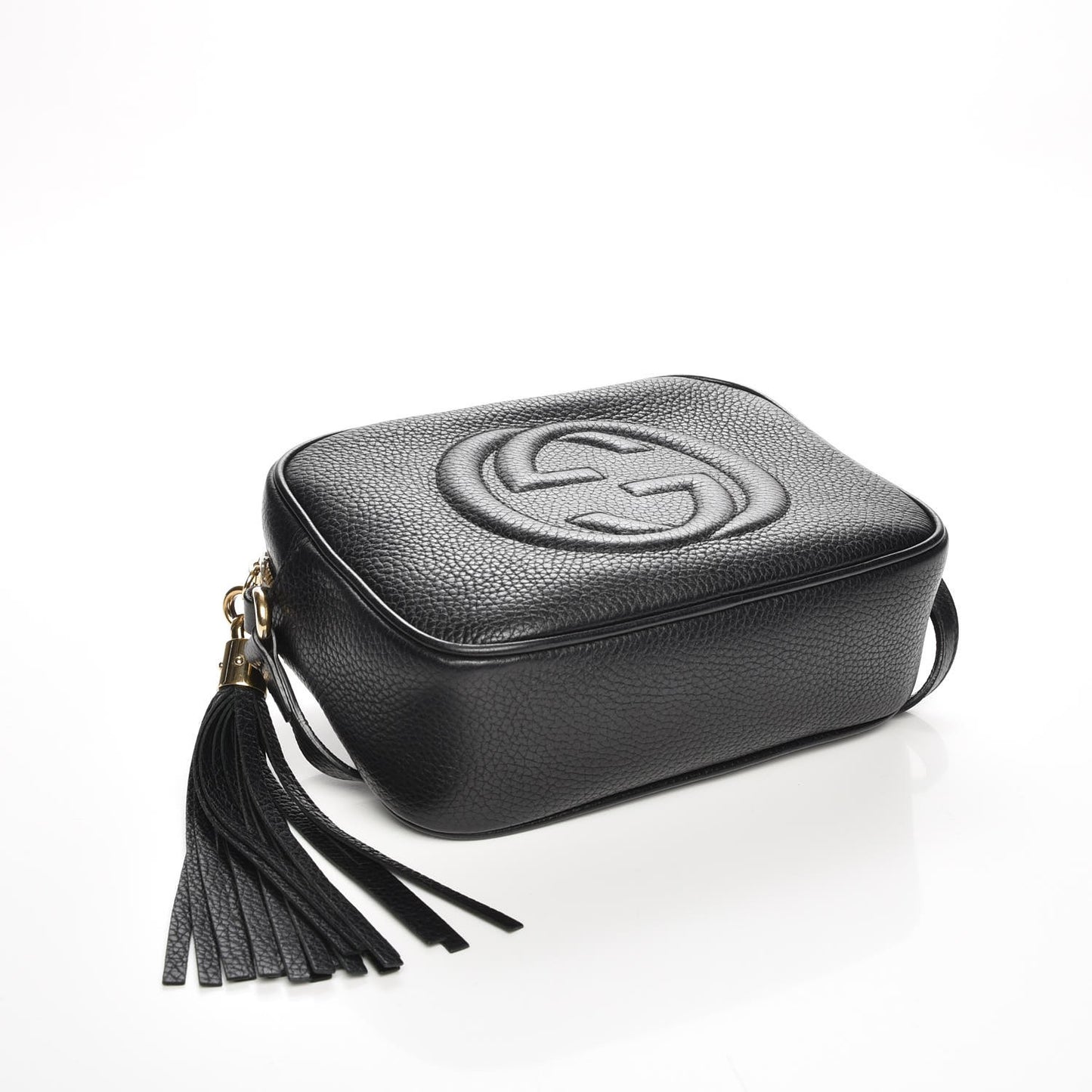 Pebbled Calfskin Small Soho Disco Bag Black