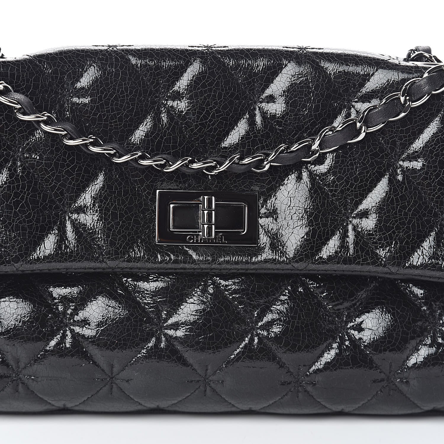 Chanel Glazed Crackled Calfskin Quilted Mademoiselle Flap Black 8 of 10