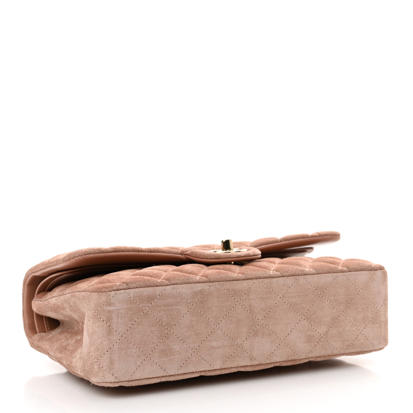 Suede Quilted Medium Double Flap Light Pink