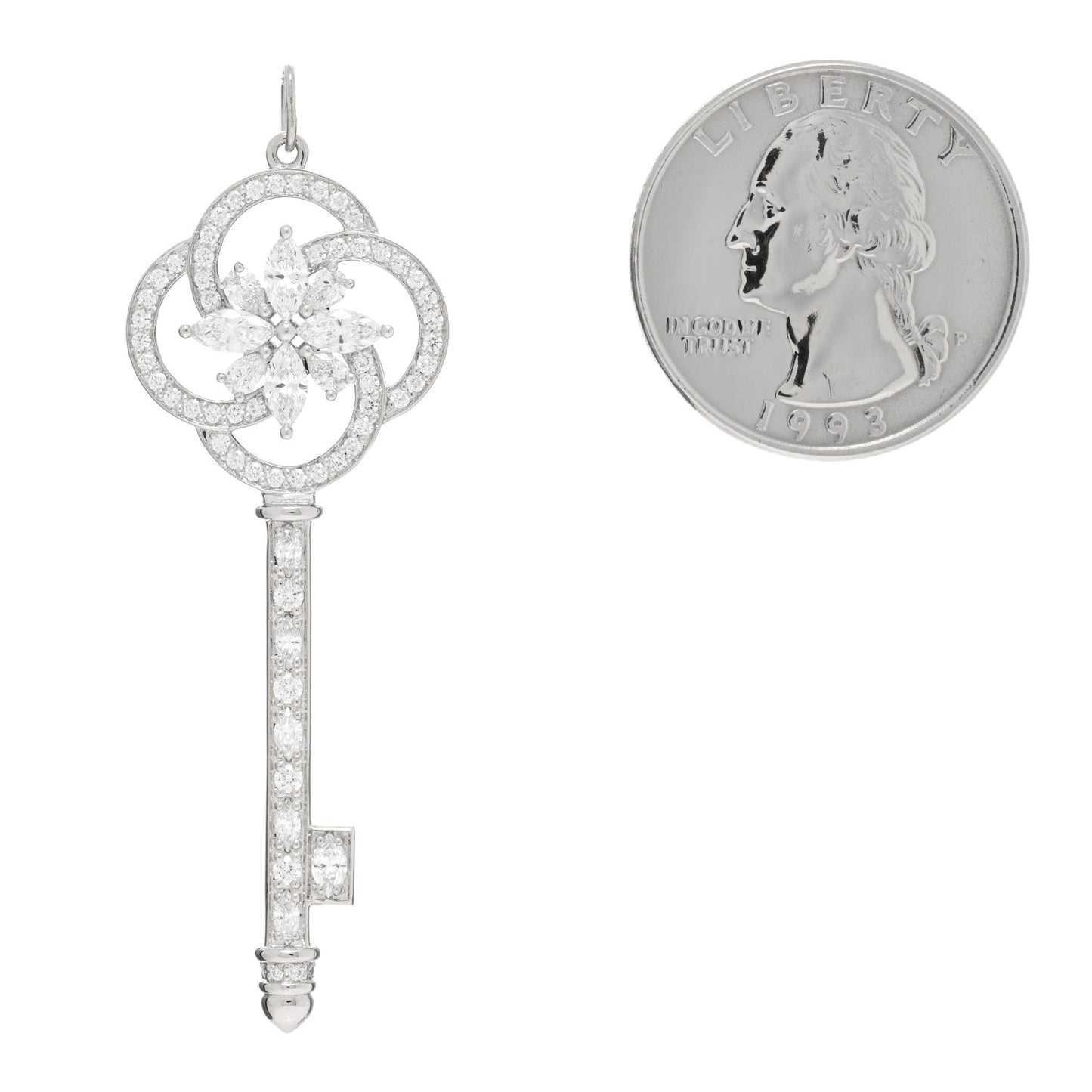 Platinum Diamond Victoria Cluster Key Pendant
