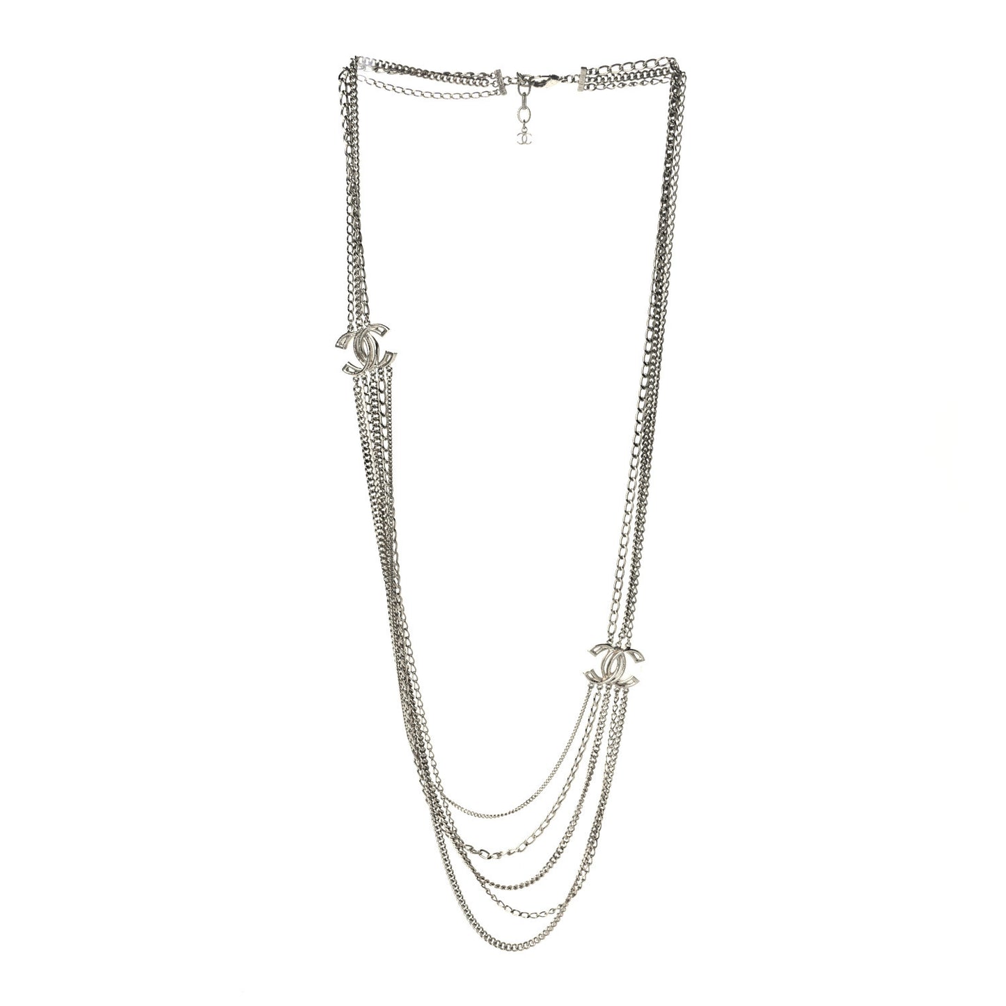 Crystal CC Multi Strand Long Chain Necklace Gold