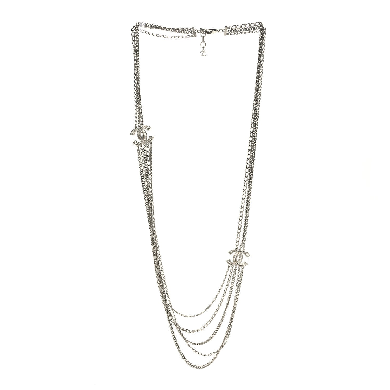 Chanel Crystal CC Multi Strand Long Chain Necklace Gold 3 of 6