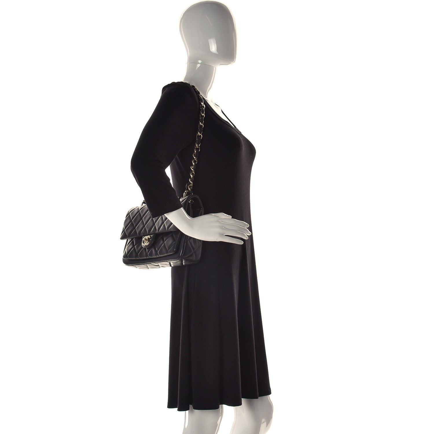 Chanel Calfskin Quilted Large Pocket Chic Flap Bag Black 2 of 14