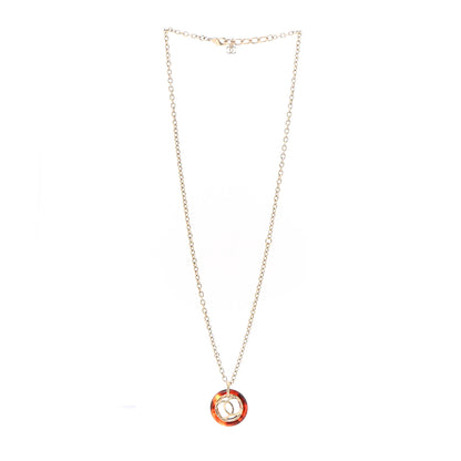 Chanel Resin CC Chain Pendant Necklace Gold Brown 3 of 6