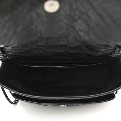 Saint Laurent Crinkled Calfskin Matelasse Monogram Baby Niki Chain Satchel Black 5 of 10
