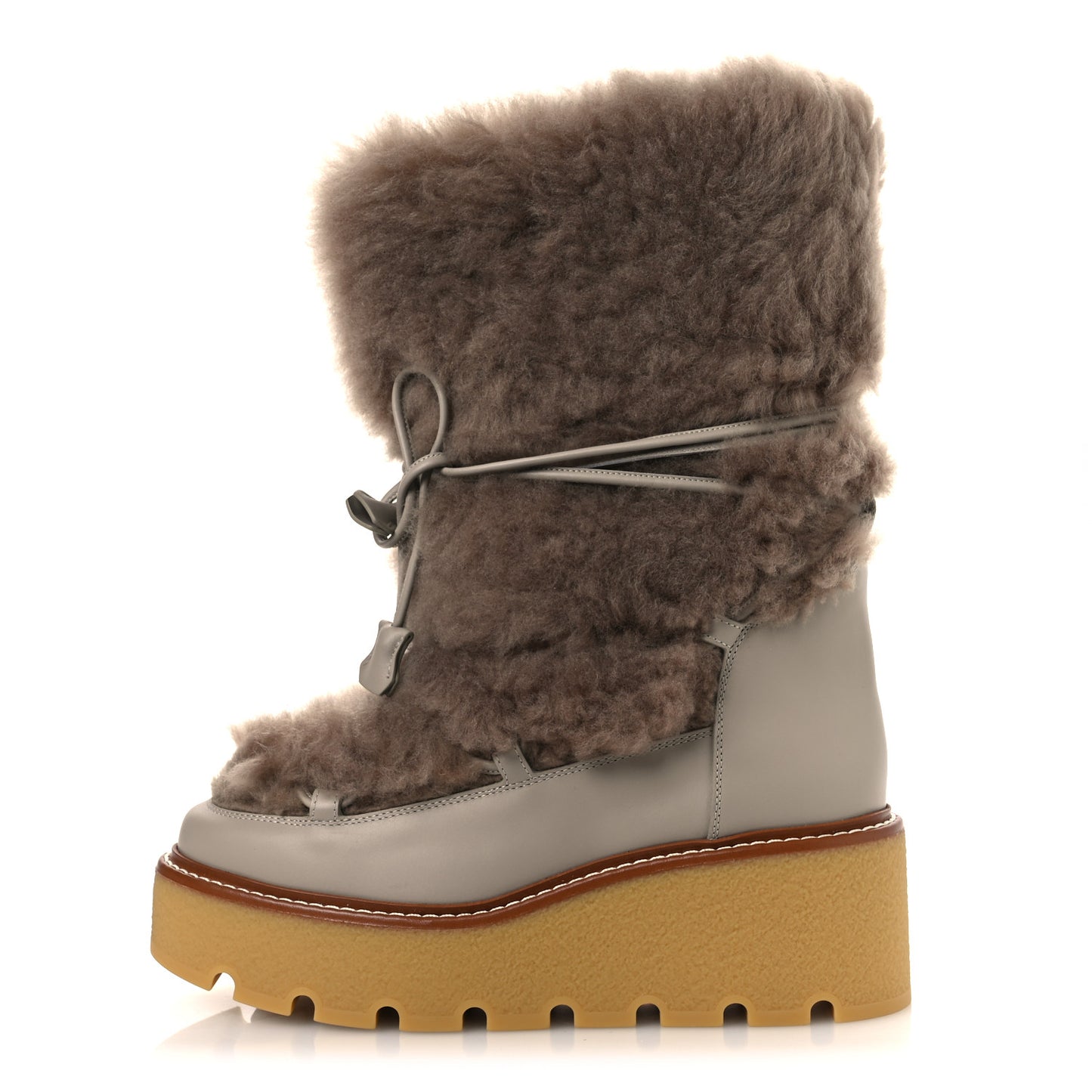 Shearling Calfskin Latitude 30 Ankle Boots 38 Beige Galet