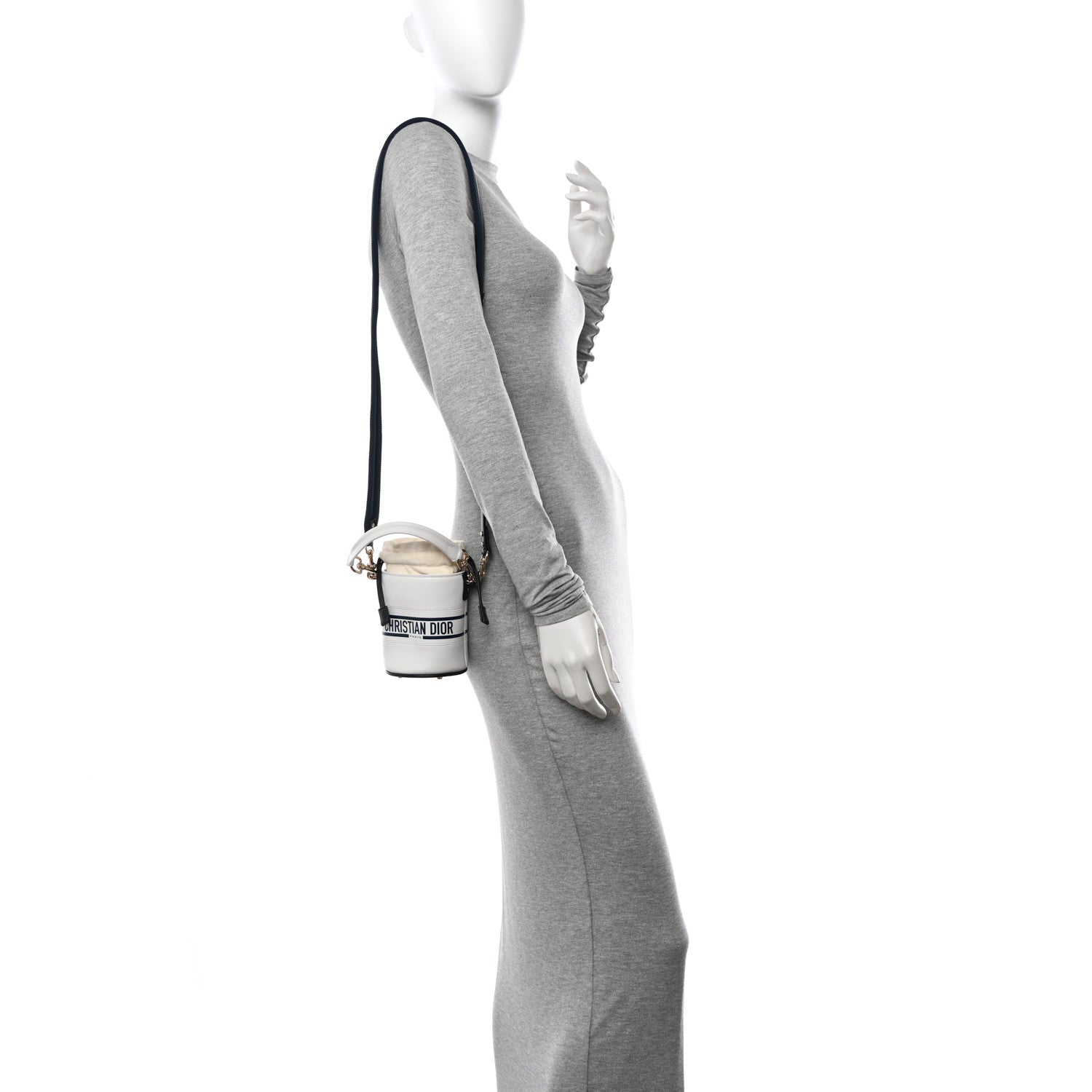 Christian Dior Calfskin Micro Dior Vibe Bucket White Blue 2 of 10