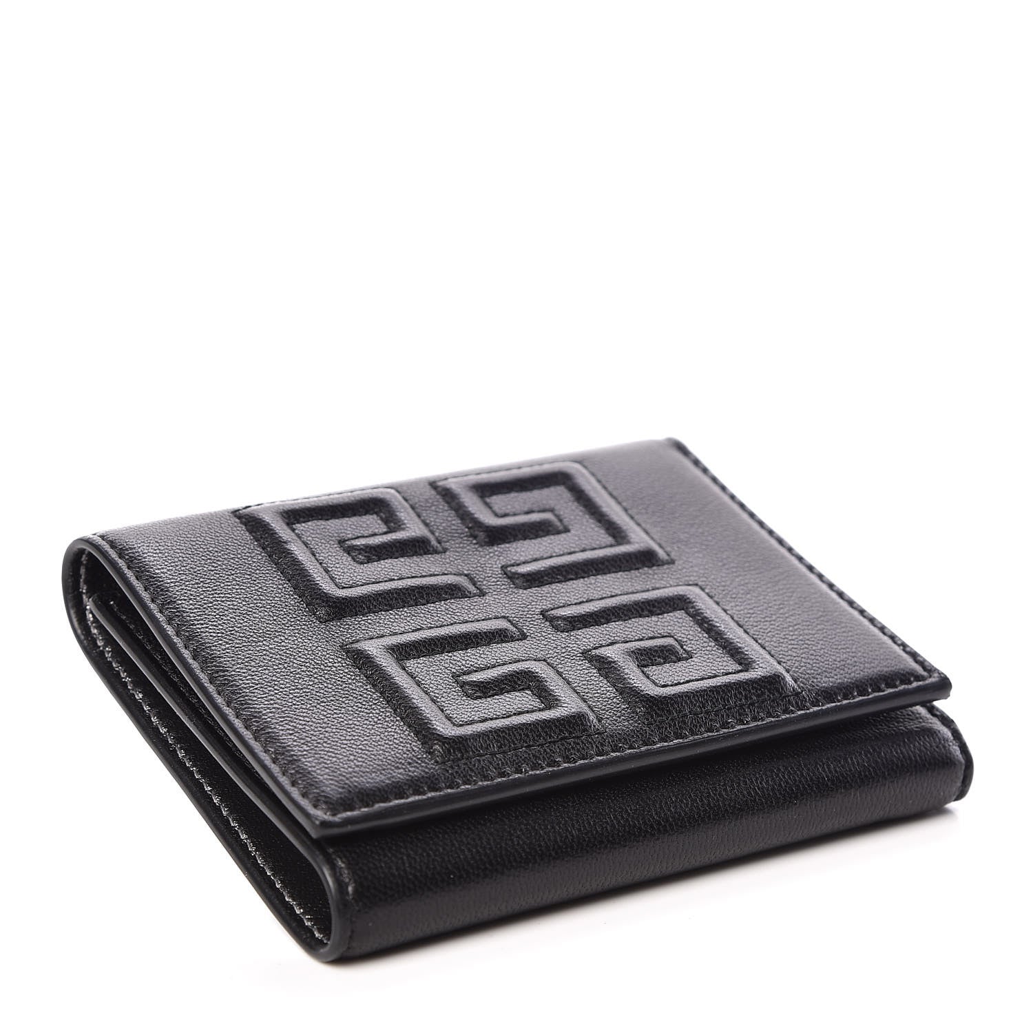 Givenchy Lambskin Logo Emblem Tri-Fold Wallet Black 4 of 9