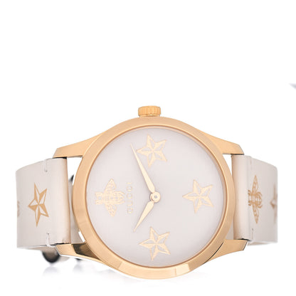 Gucci Stainless Steel Calfskin 38mm G-Timeless Bee Star Quartz Watch White 2 of 5