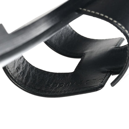 Hermes Box Calfskin Oran Sandals 39.5 Black 7 of 9