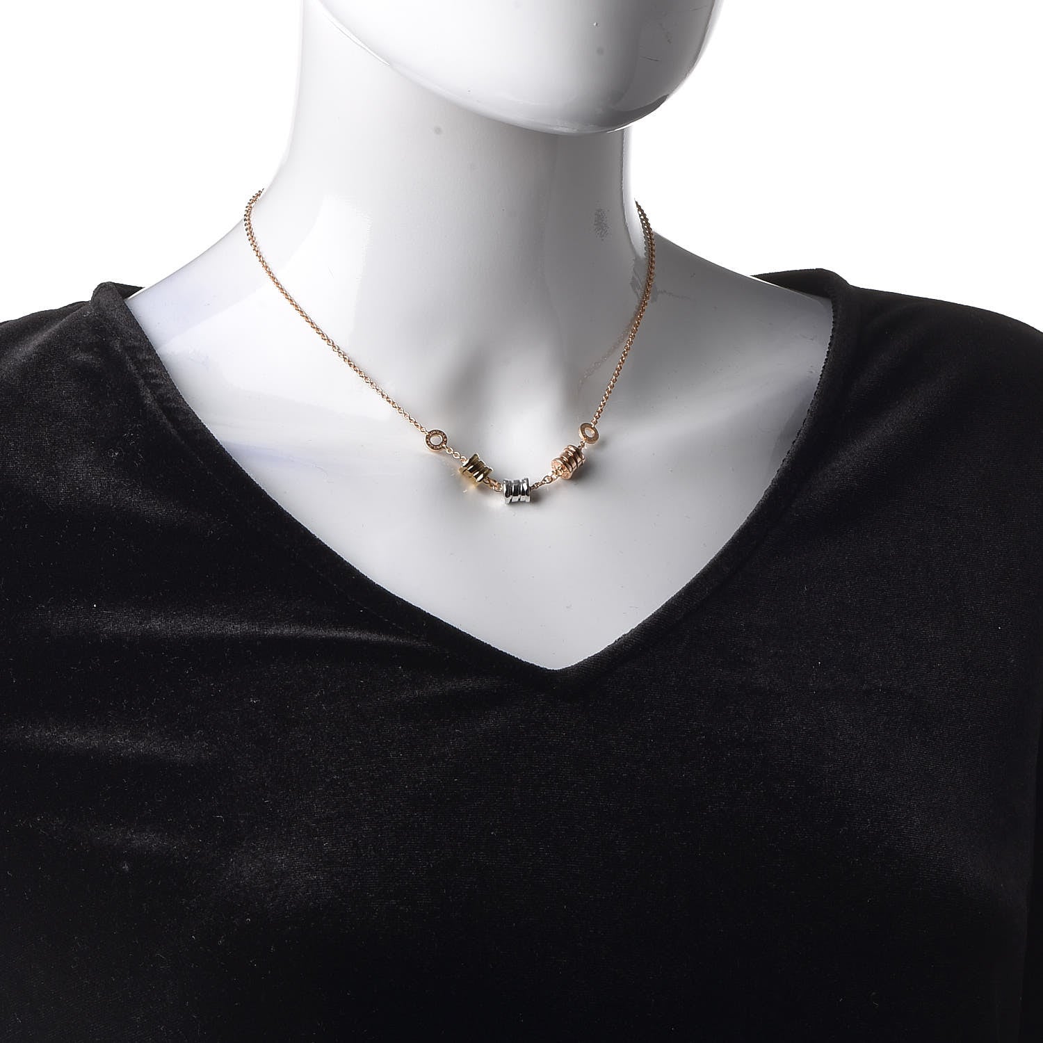 Bulgari 18K Yellow Rose White Gold B.Zero1 Necklace 2 of 4