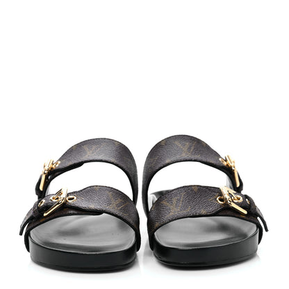 Louis Vuitton Monogram Bom Dia Mule Sandals 37 Black 2 of 8