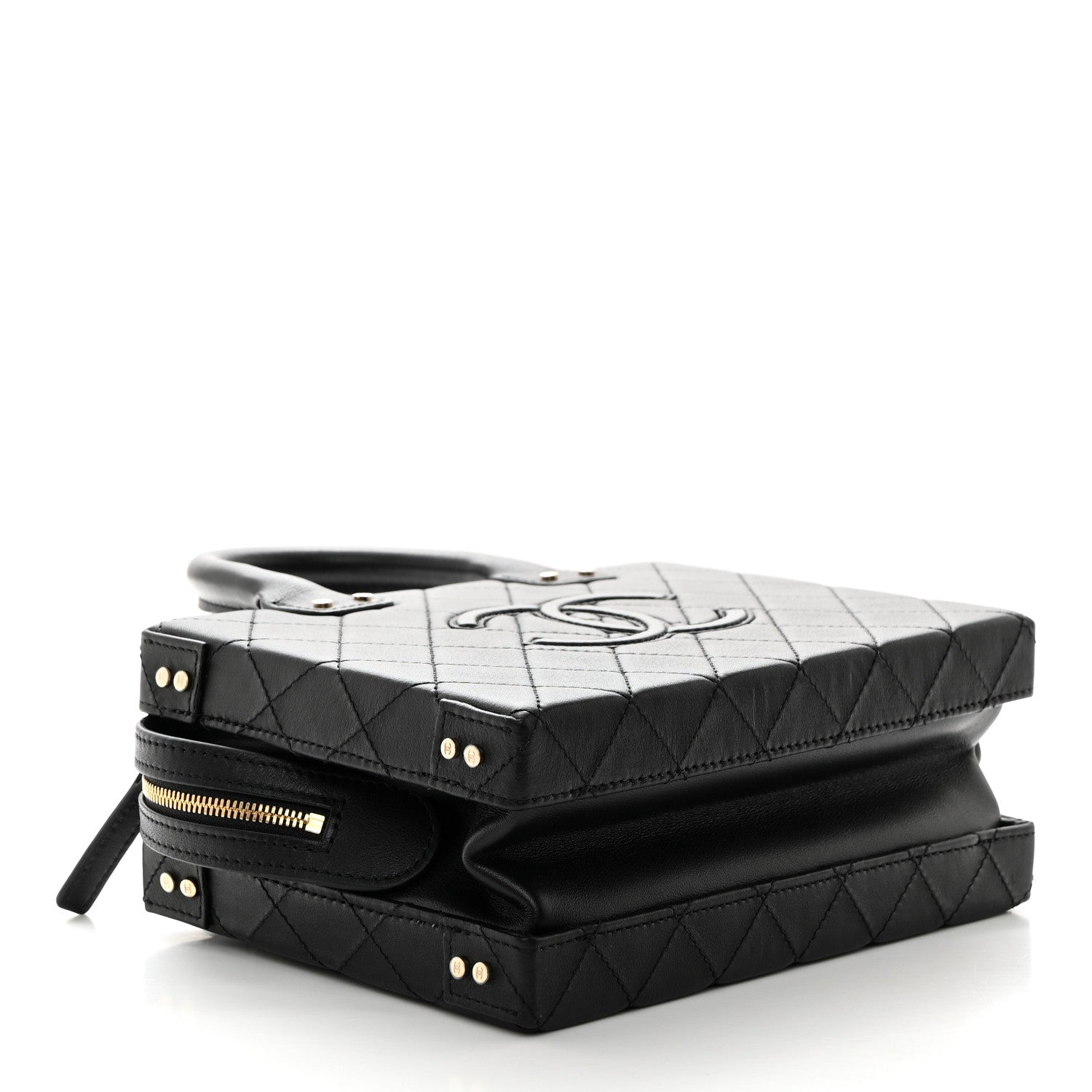 Chanel Calfskin Quilted Studded Square Vanity Case Black 4 of 10