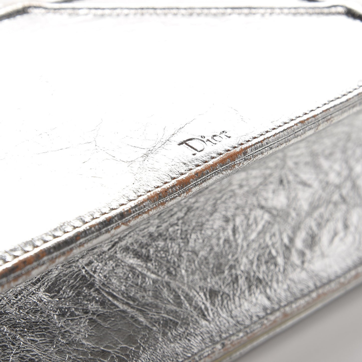 Metallic Crinkled Lambskin Medium Diorama Flap Bag Silver