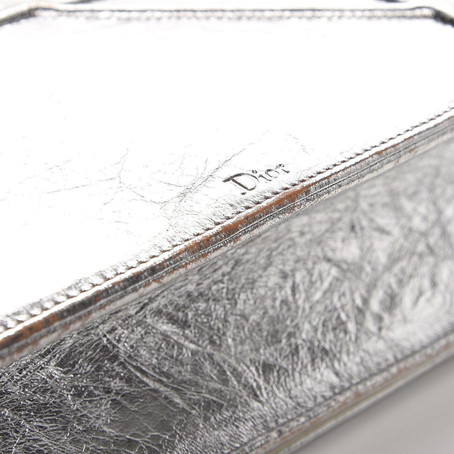 Christian Dior Metallic Crinkled Lambskin Medium Diorama Flap Bag Silver 16 of 17