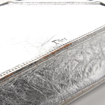 Christian Dior Metallic Crinkled Lambskin Medium Diorama Flap Bag Silver 16 of 17