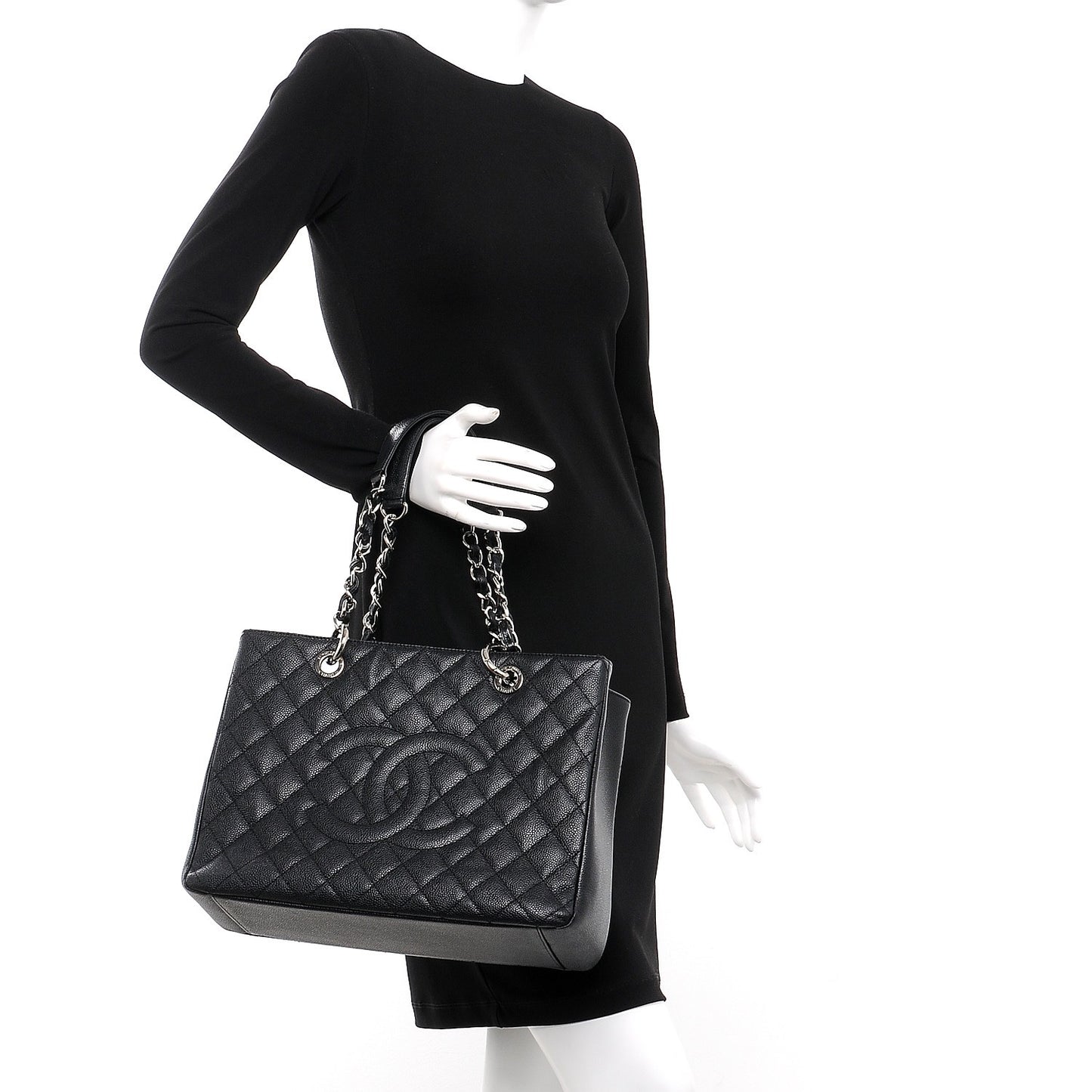 Caviar Quilted Grand Shopping Tote GST Black
