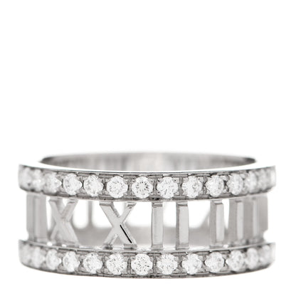 Tiffany 18K White Gold Diamond Wide Atlas Open Ring 60 9 1 of 5