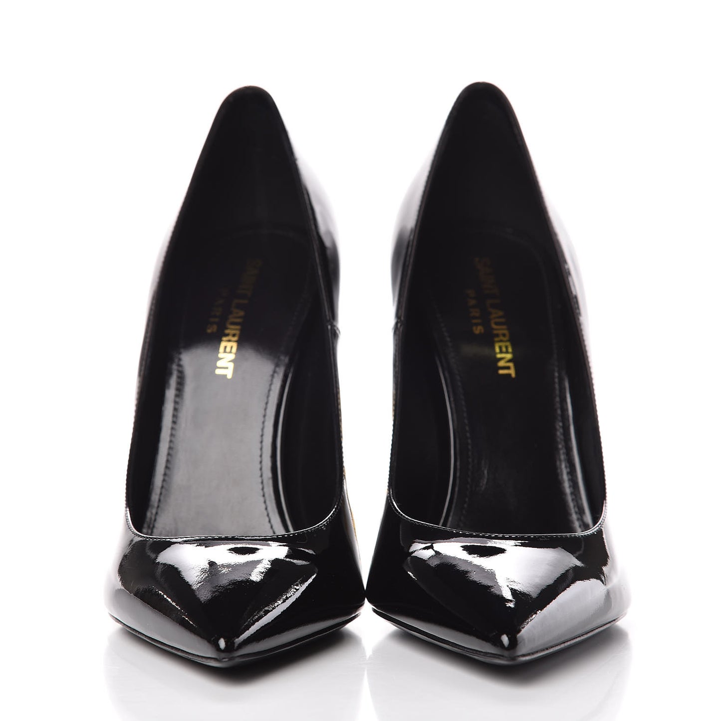 Patent Calfskin Opyum 110 Pumps 38 Black Gold