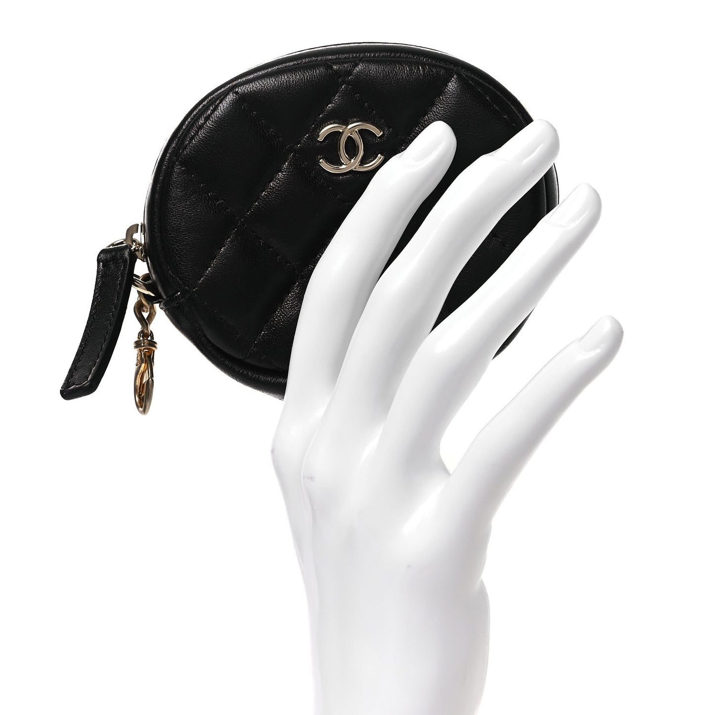 Lambskin Quilted Zip Around Classic Coin Purse Black