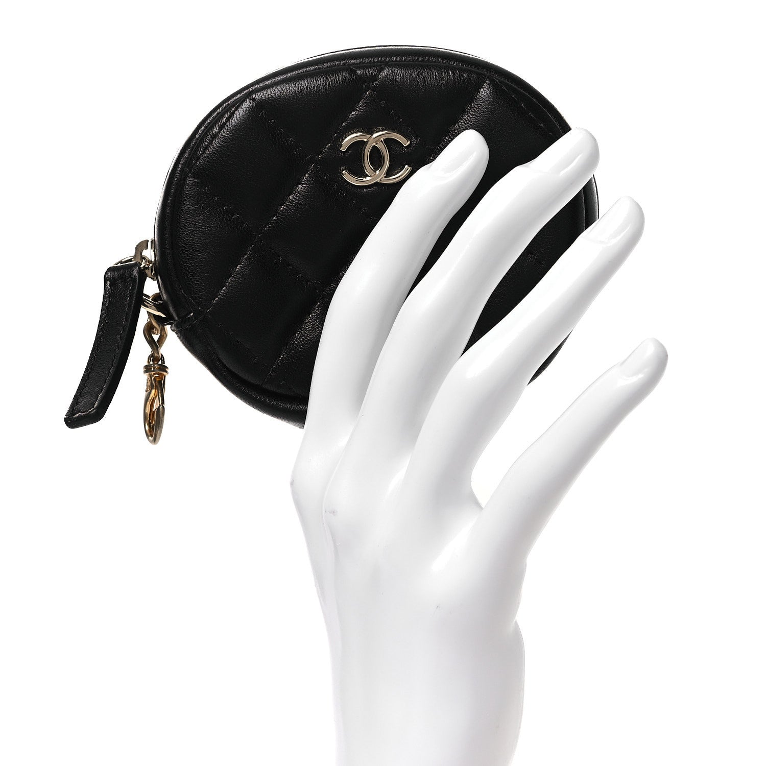 Chanel Lambskin Quilted Zip Around Classic Coin Purse Black 2 of 7
