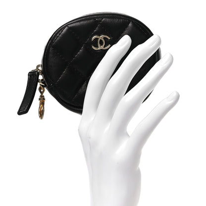 Chanel Lambskin Quilted Zip Around Classic Coin Purse Black 2 of 7