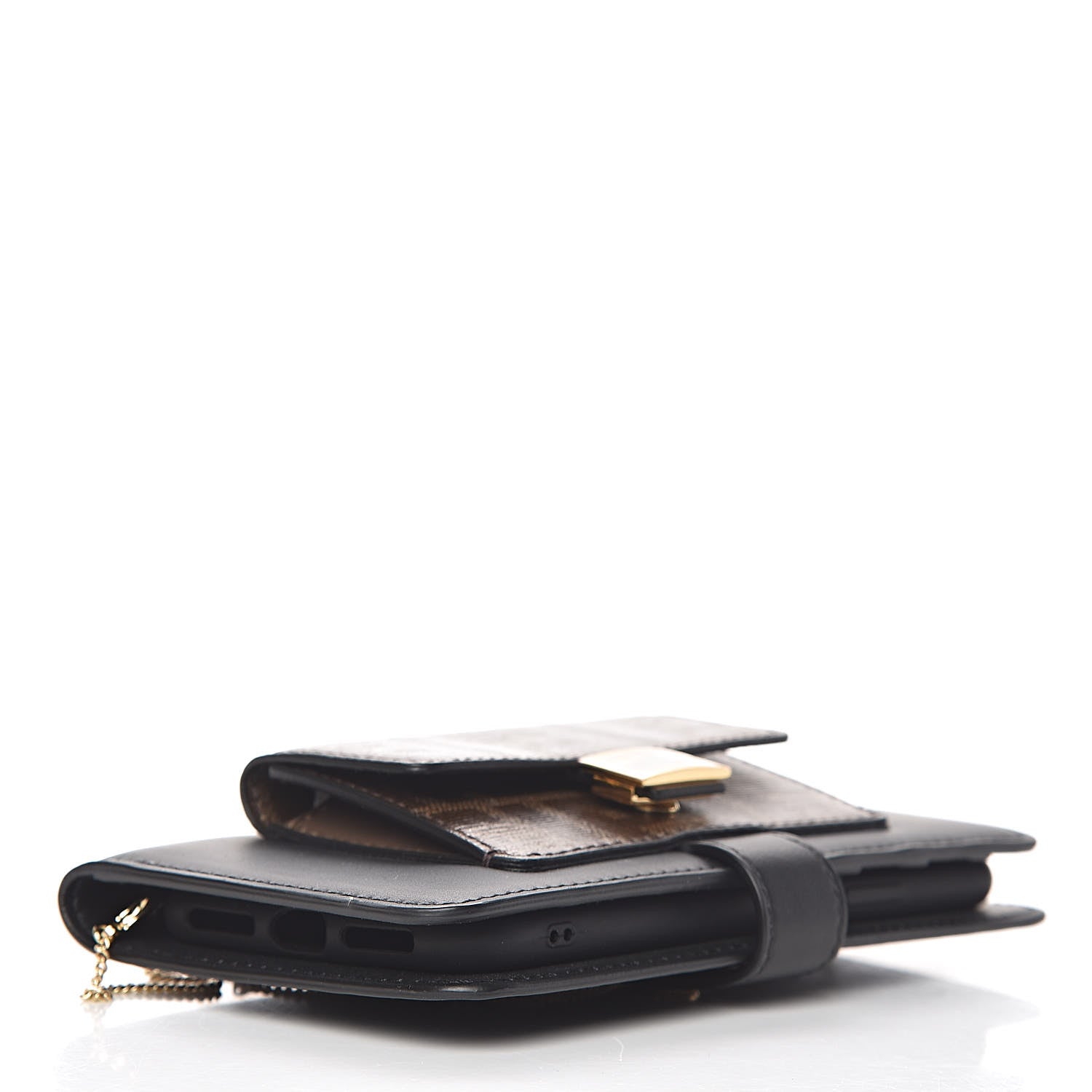 Fendi Vitello Century Glazed Fabric FF 1974 Baguette IPhone X Crossbody Black Mogano Panna 4 of 9
