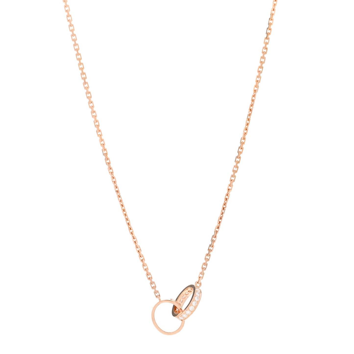 18K Pink Gold Diamond Interlocking LOVE Necklace