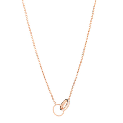 Cartier 18K Pink Gold Diamond Interlocking LOVE Necklace 1 of 4