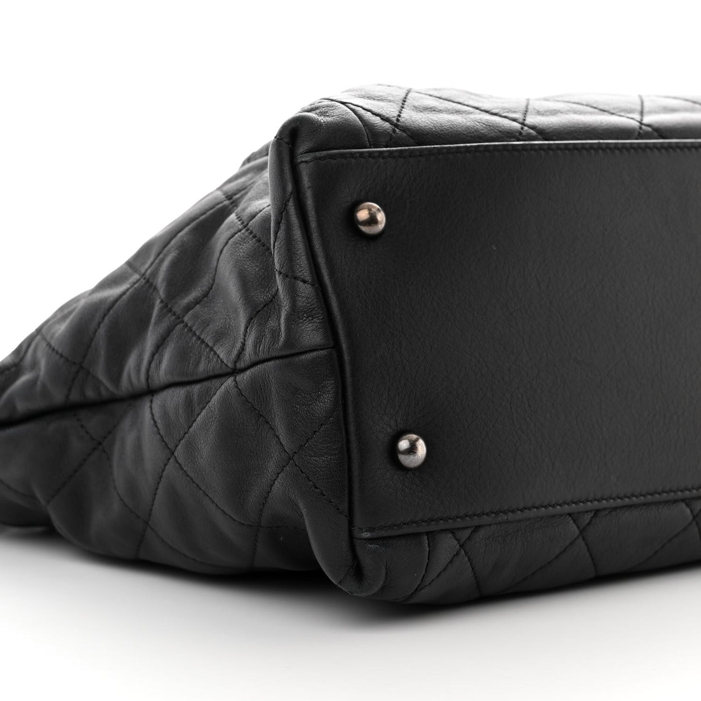 Calfskin Quilted Large Coco Pleats Tote Black