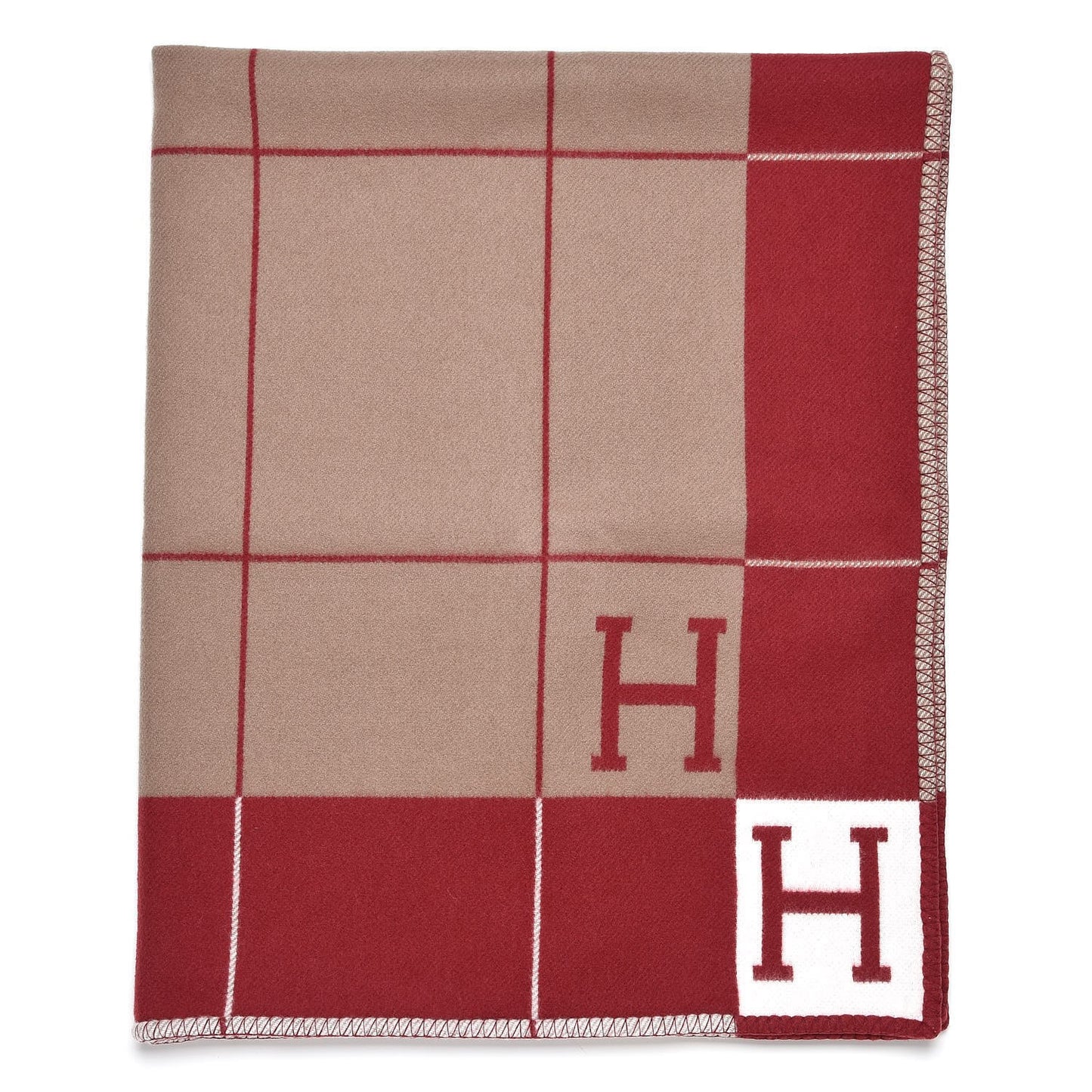 Wool Cashmere Avalon III Blanket Ecru Rouge H