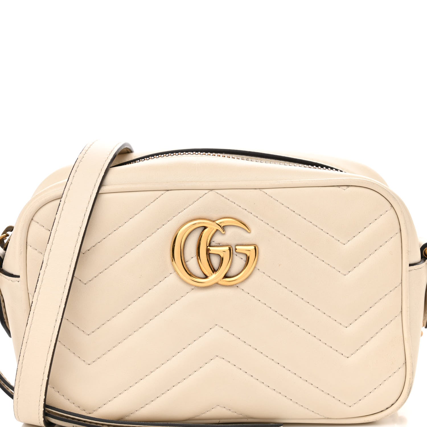 Gucci Calfskin Matelasse Mini GG Marmont Chain Shoulder Bag White 8 of 14