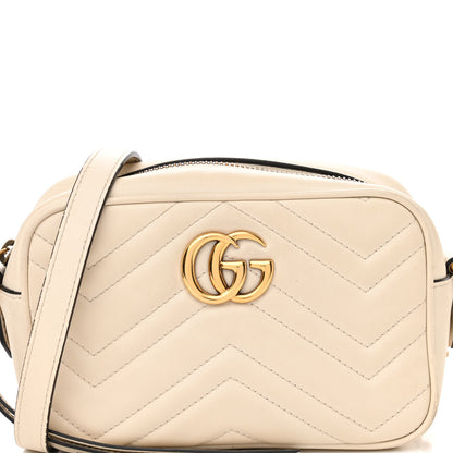 Gucci Calfskin Matelasse Mini GG Marmont Chain Shoulder Bag White 8 of 14