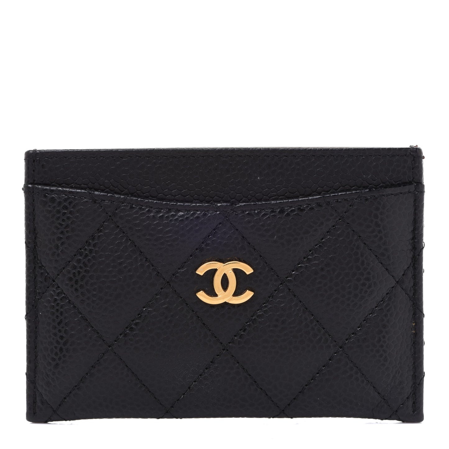 Caviar Quilted Card Holder Black