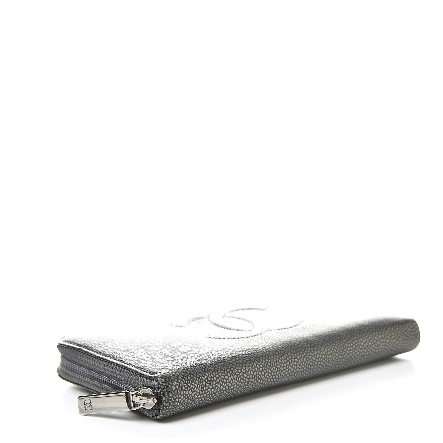 Chanel Metallic Calfskin Large Timeless CC Zip Around Wallet Argent Fonce 4 of 9