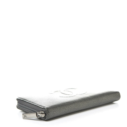 Chanel Metallic Calfskin Large Timeless CC Zip Around Wallet Argent Fonce 4 of 9