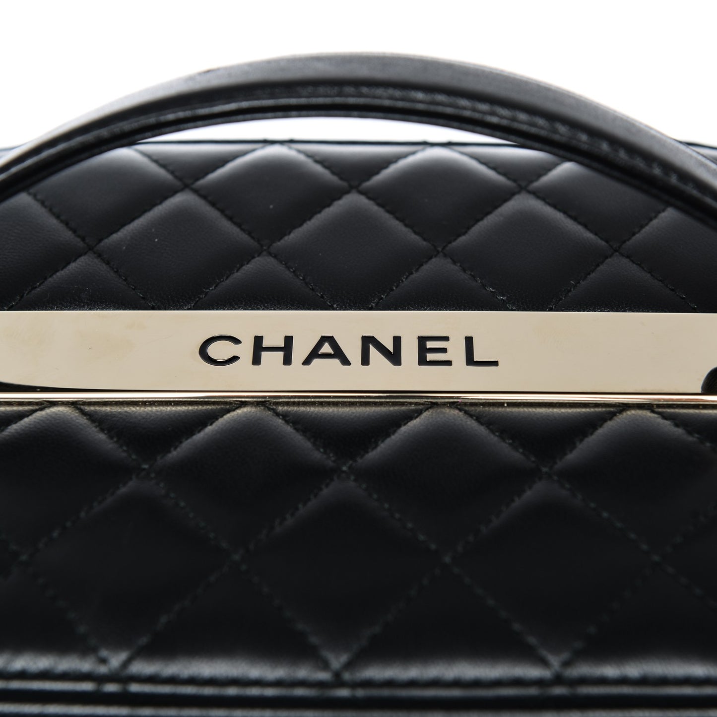 Lambskin Quilted Trendy CC Vanity Pouch Black