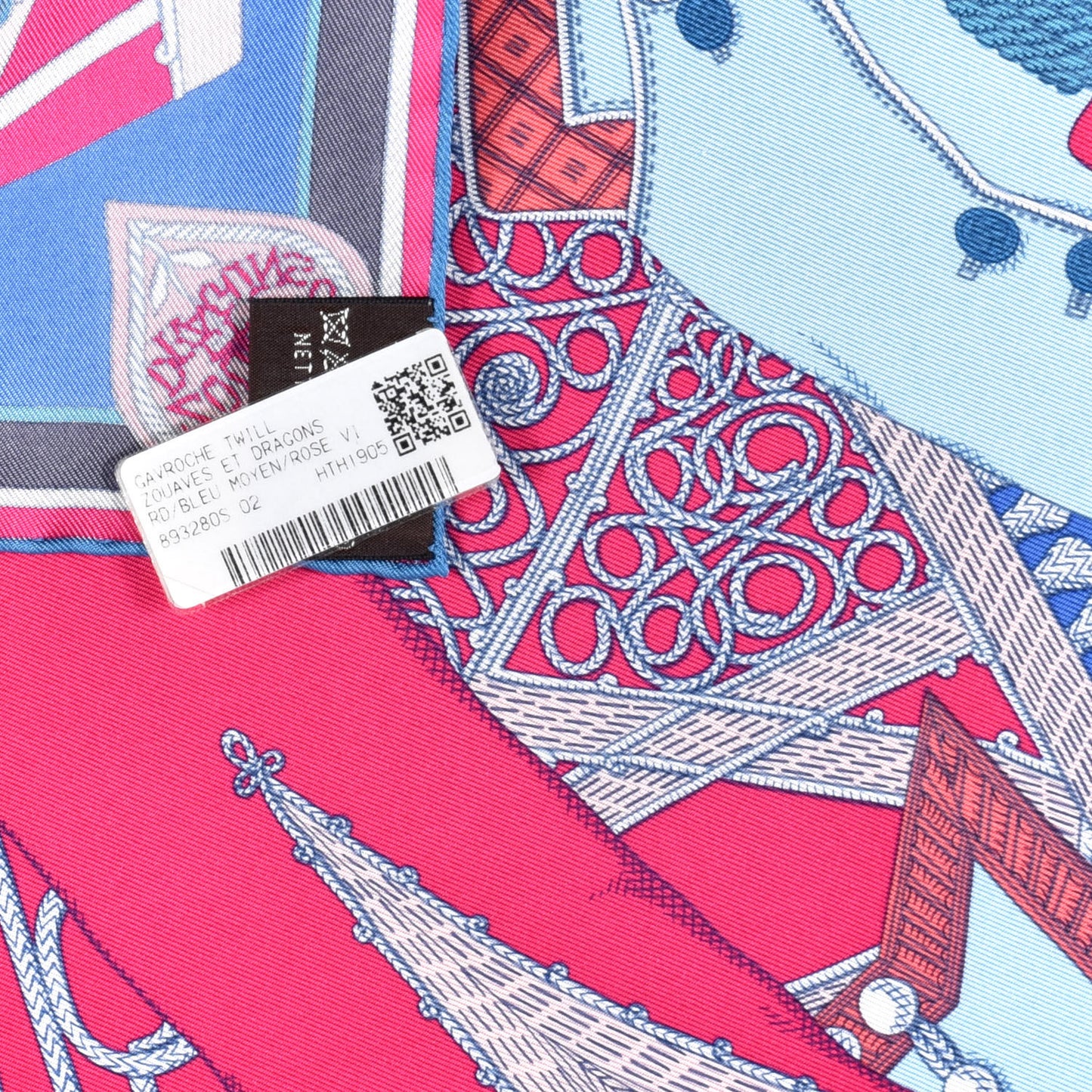 Silk Zouaves Et Dragons Pocket Square Bleu Moyen Rose Vif