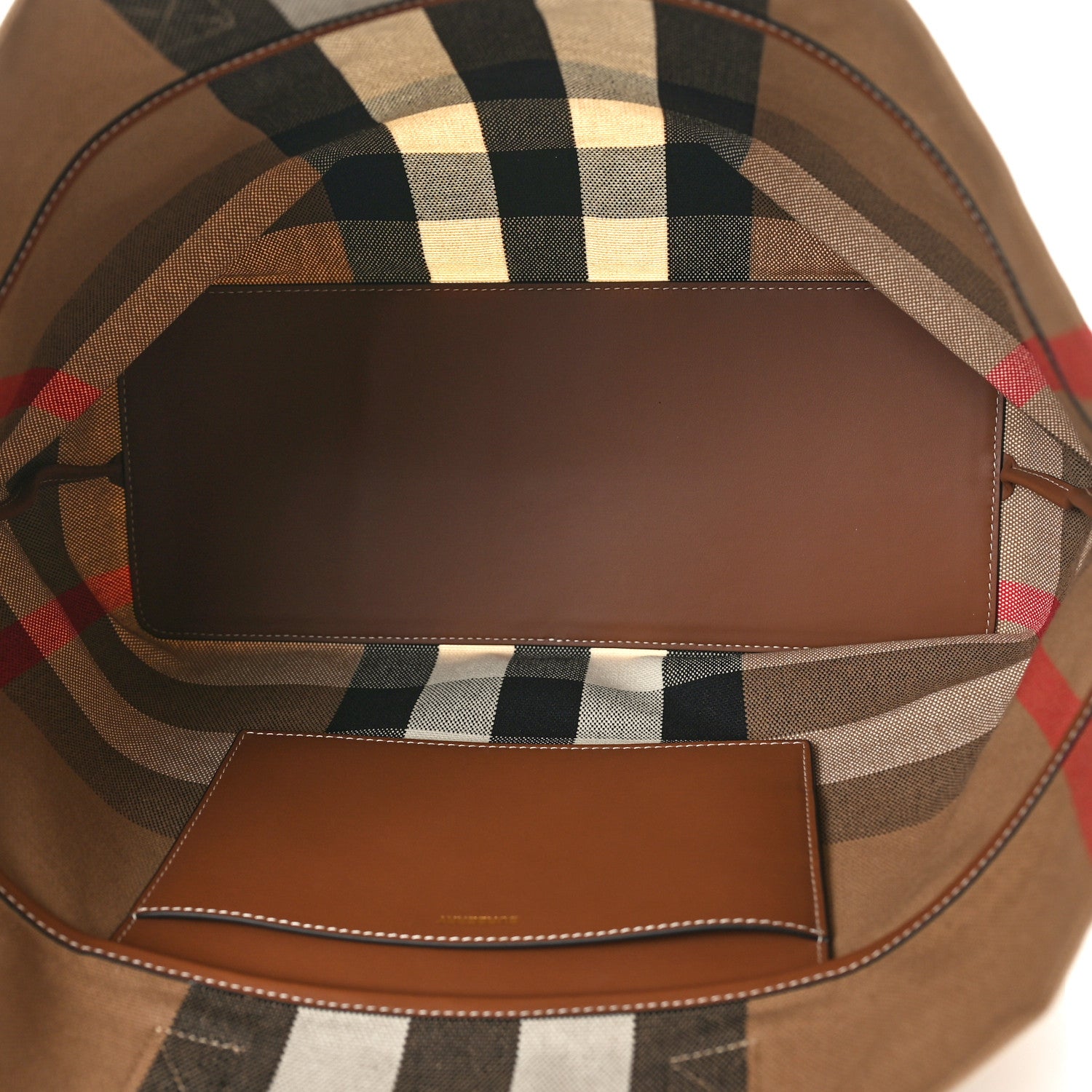 [美品]Burberry バッグ ブラウン Burberry Giant Check Canvas Medium London Tote Taupe Brown 1565606