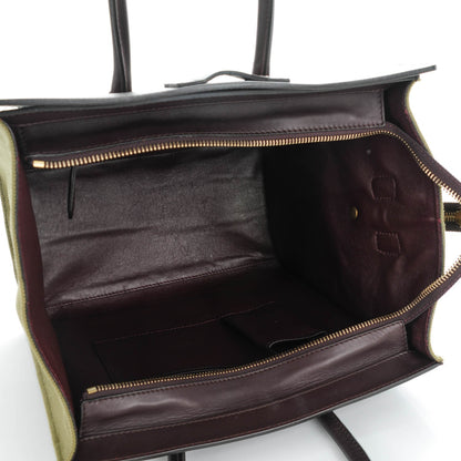 Celine Canvas Smooth Calfskin Mini Luggage Olive 6 of 8
