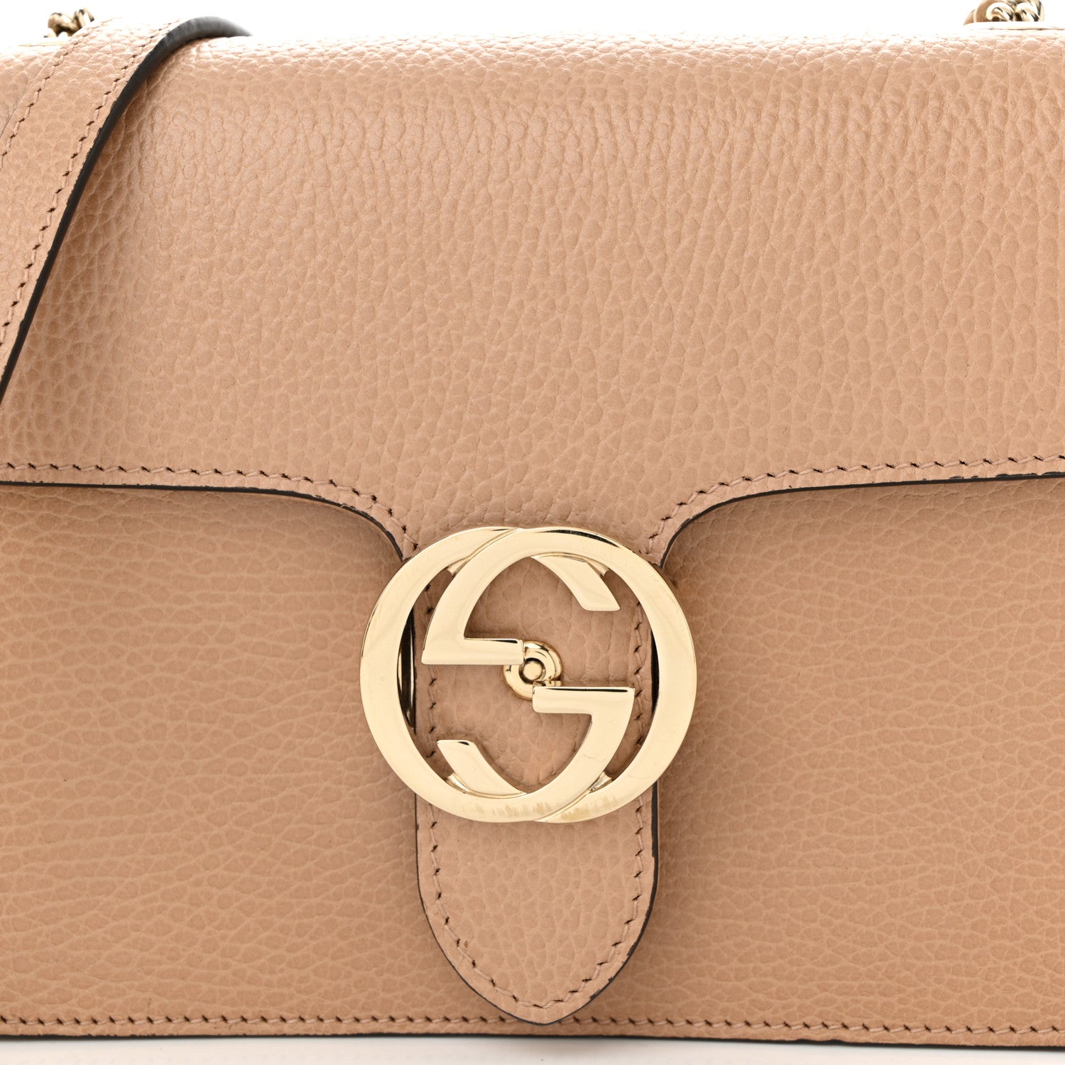 Gucci Dollar Calfskin Small Interlocking G Shoulder Bag Camelia