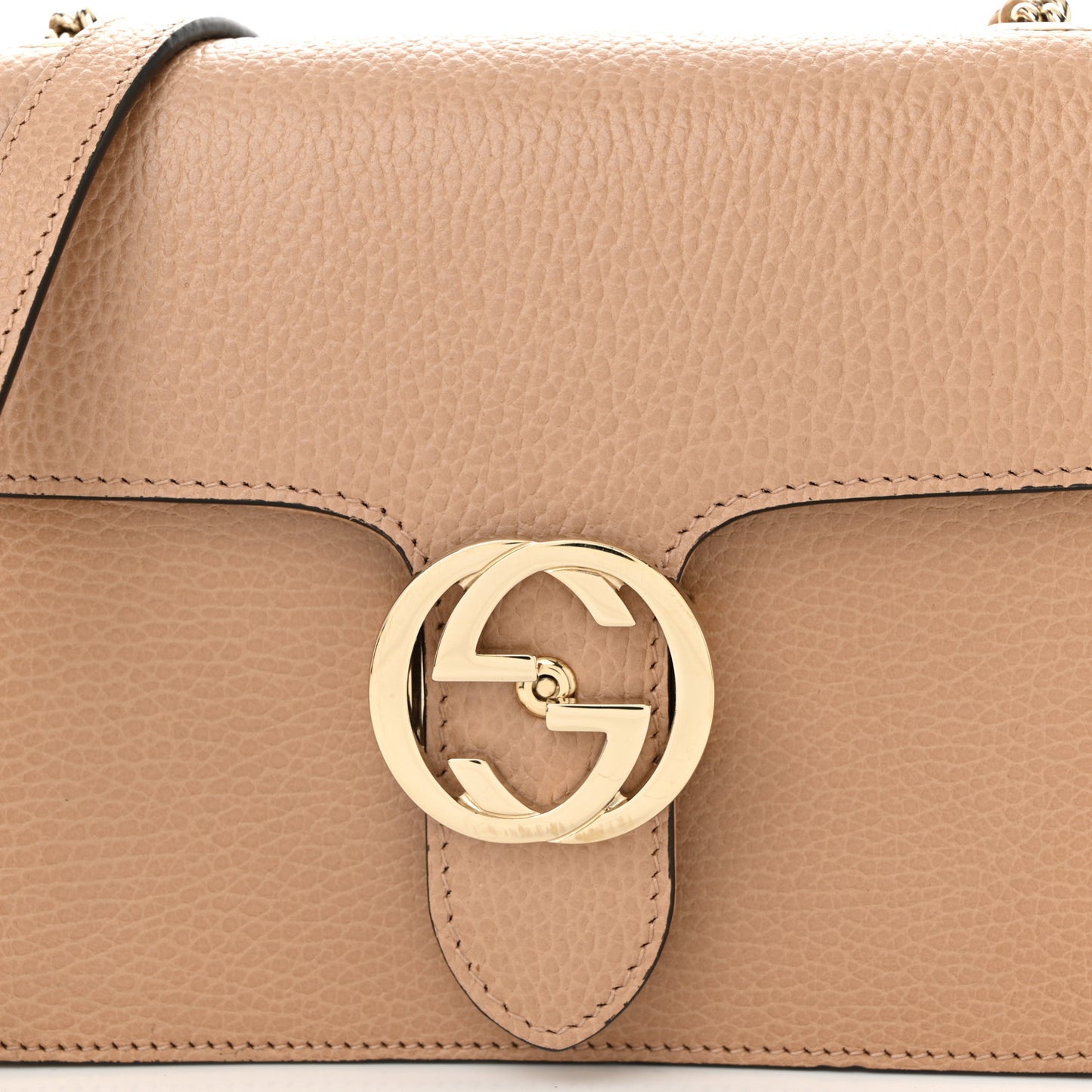 Dollar Calfskin Small Interlocking G Shoulder Bag Camelia
