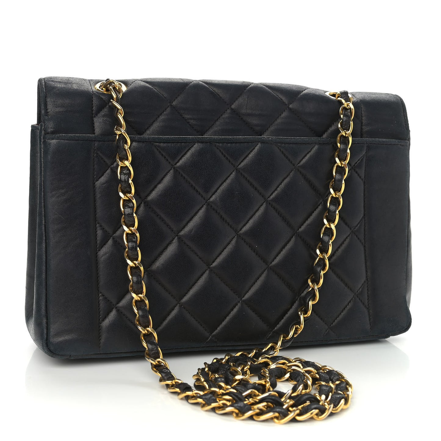 Lambskin Quilted Medium Single Flap Black