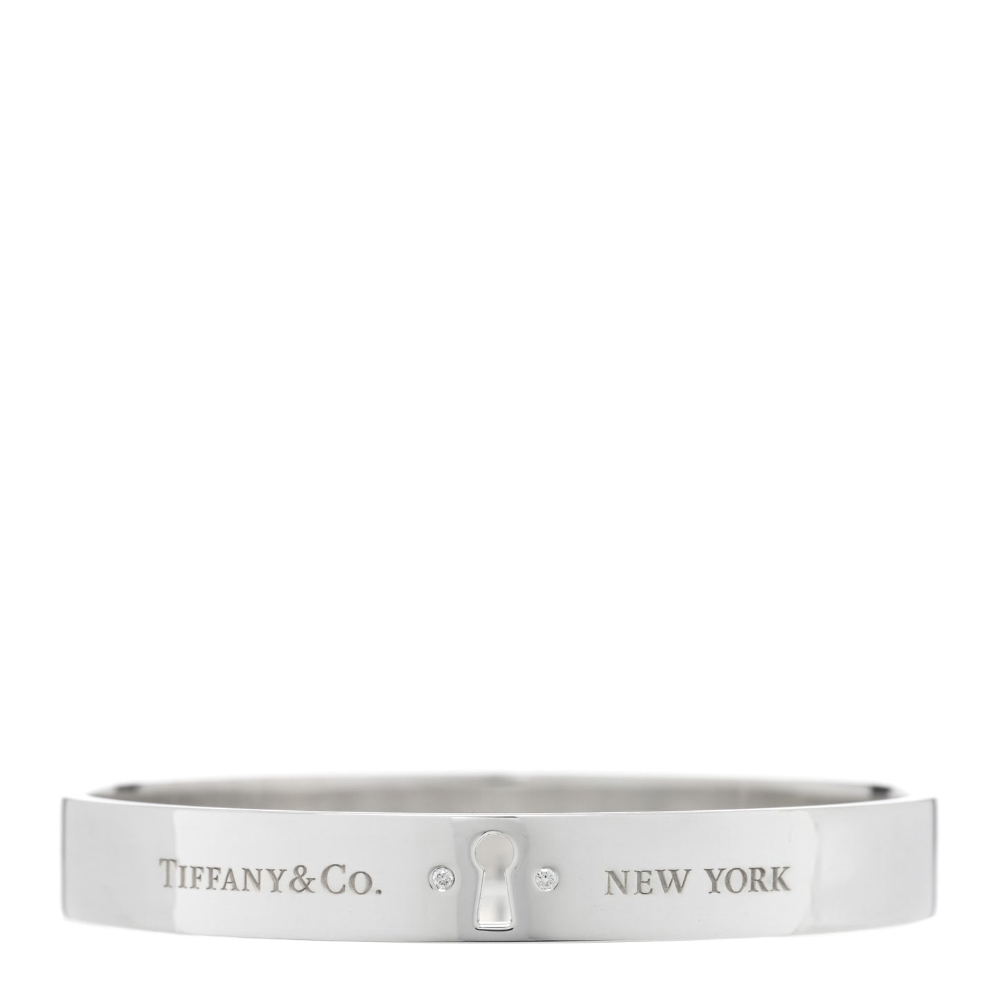 Sterling Silver Diamond Narrow Locks Bangle Bracelet