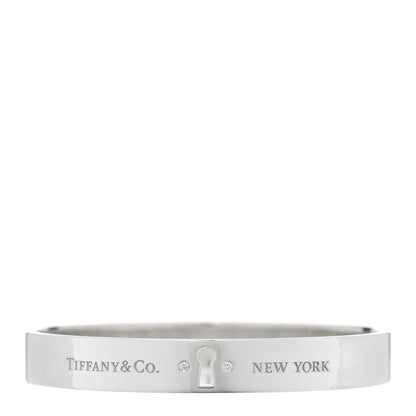 Tiffany Sterling Silver Diamond Narrow Locks Bangle Bracelet 1 of 3