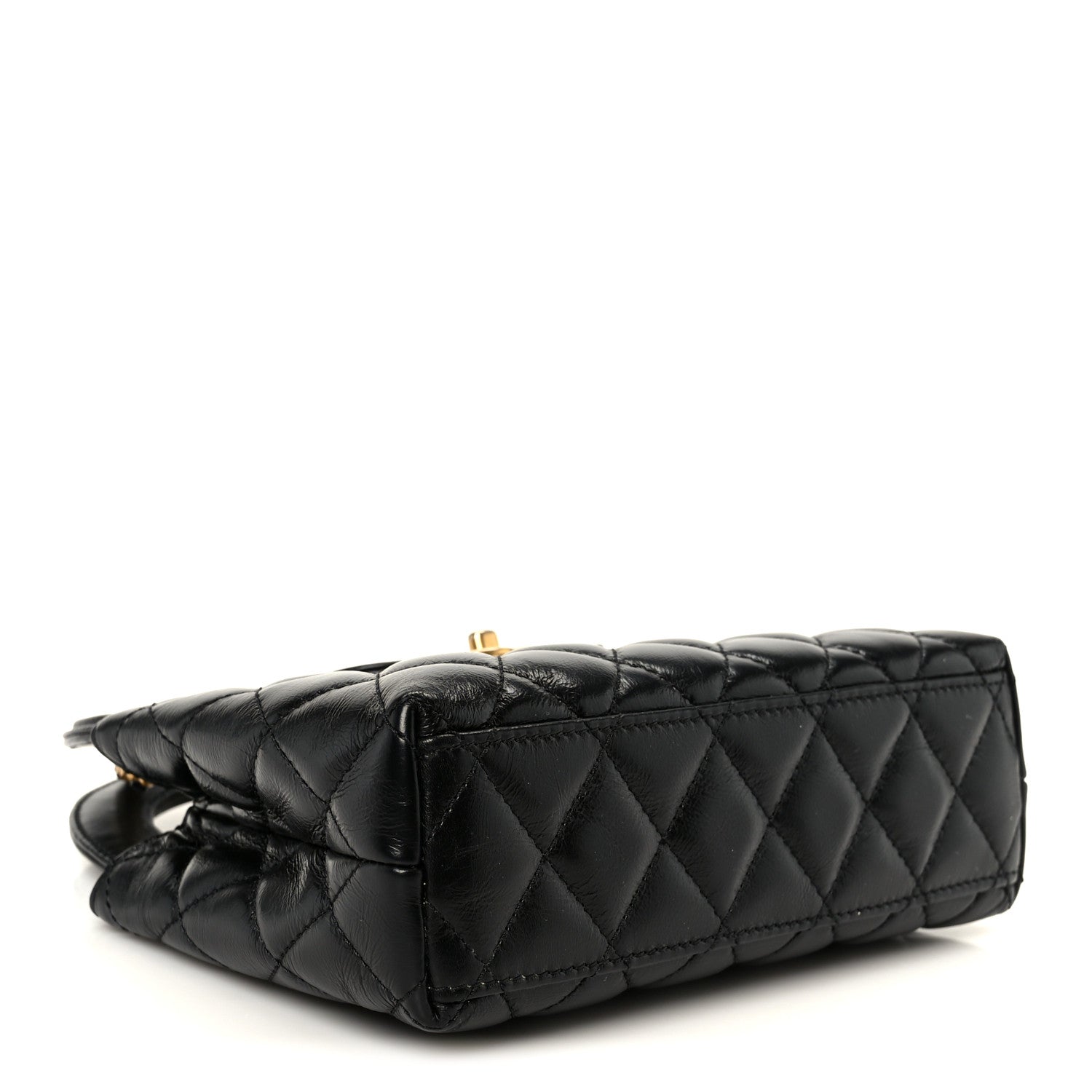 Chanel Shiny Aged Calfskin Quilted Nano Kelly Shopper Black 4 of 10